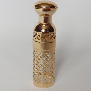 Vintage Guerlain Shalimar Filigree Case 6 3/4" Tall Goldtone Metal 1981